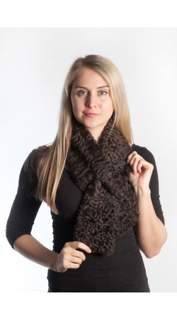 Dark brown karakul fur scarf
